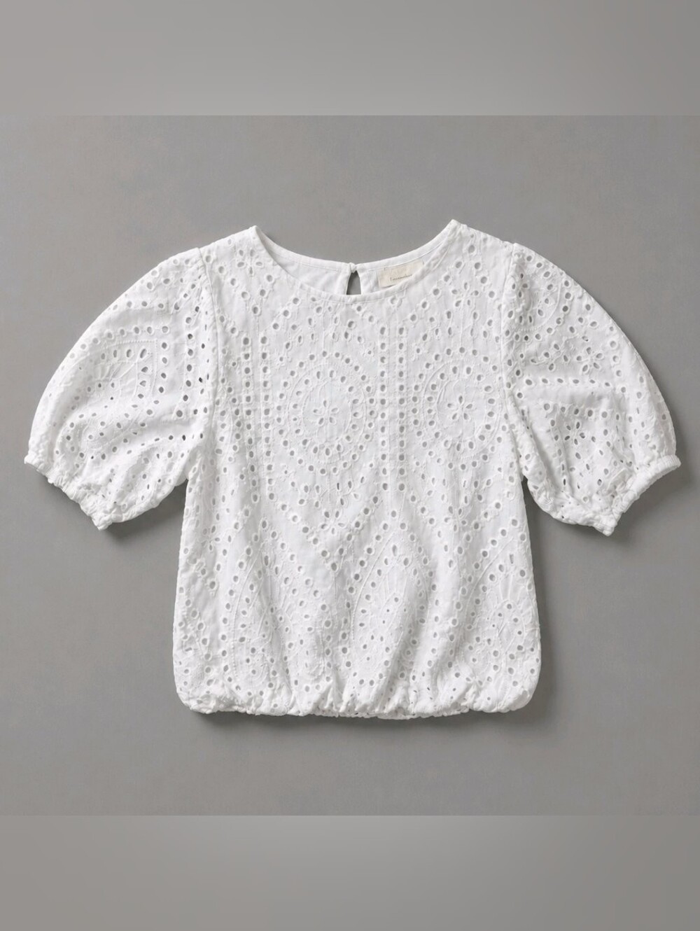 URBAN Romantics 100% Cotton White Eyelet Elastic Waist Shirt